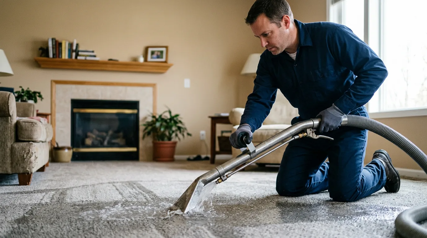 Water damage restoration technician working near Hardy, IA